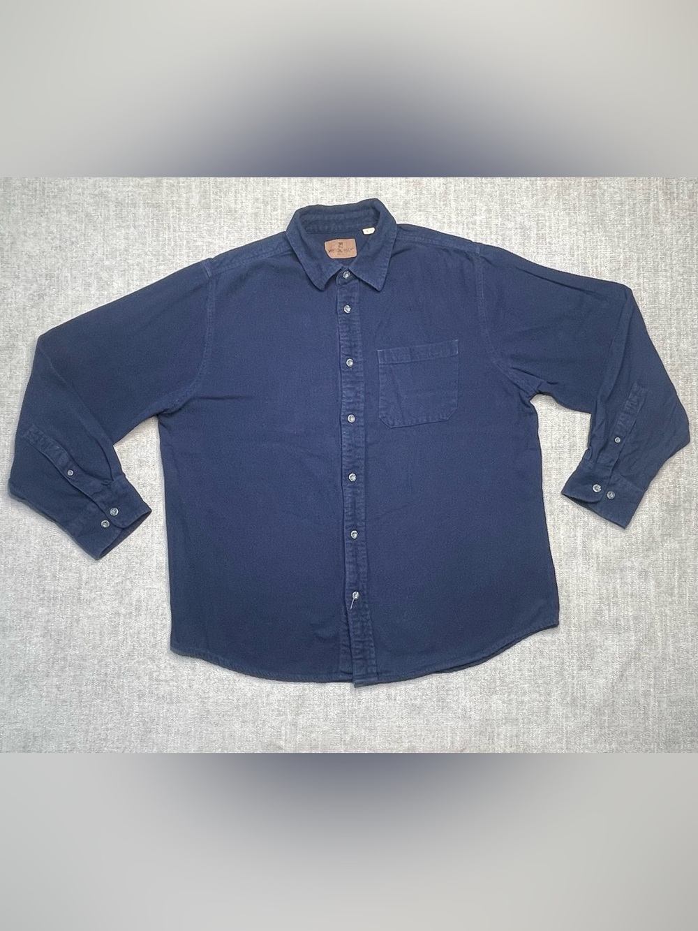 Woolrich 100% Soft Cotton Long Sleeve Button Up Chamois Shirt Blue Size XL